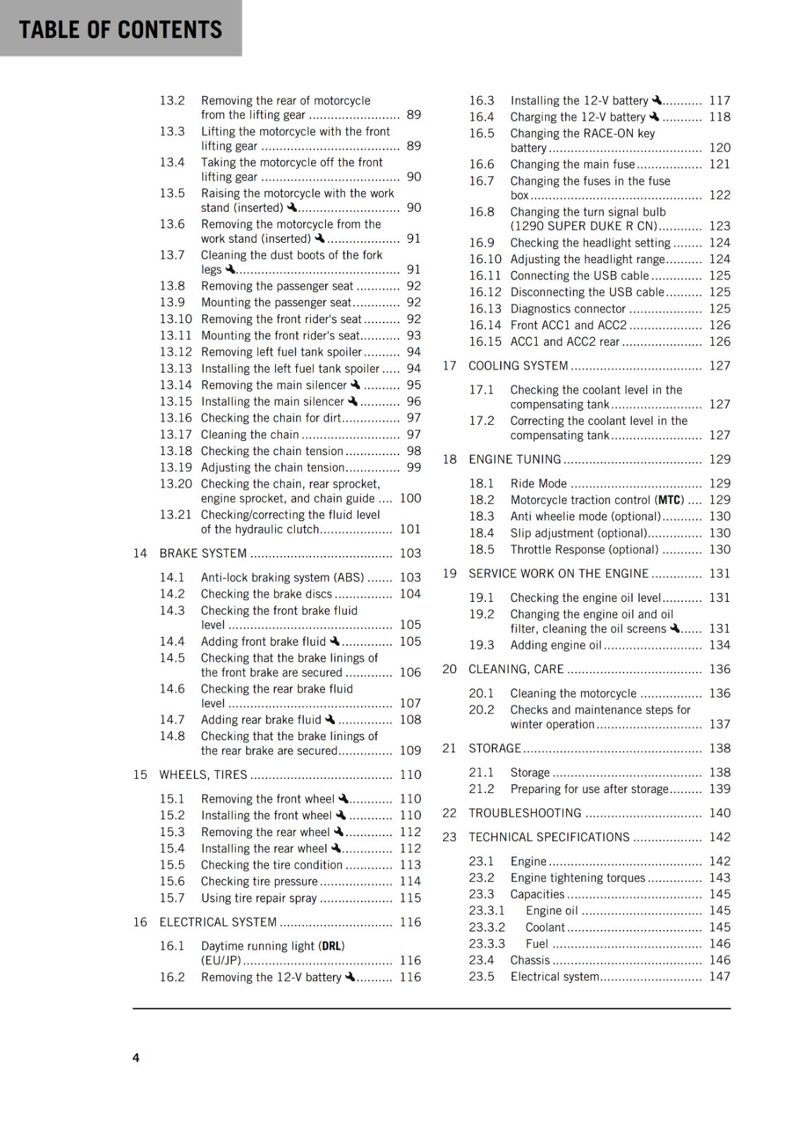KTM 2022 - 1290 SUPER DUKE R - OWNERS MANUAL USER GUIDE