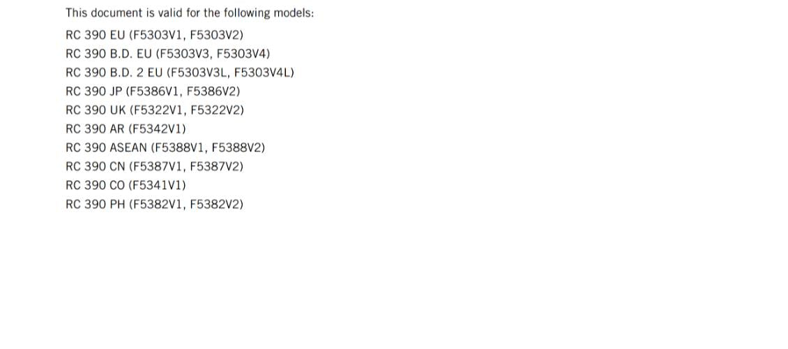 KTM 2022 - RC 390 - OWNERS MANUAL USER GUIDE