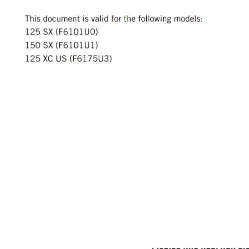 KTM 2021 - 125 150 SX XC - OWNERS MANUAL USER GUIDE