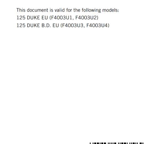 KTM 2021 - 125 DUKE - OWNERS MANUAL USER GUIDE
