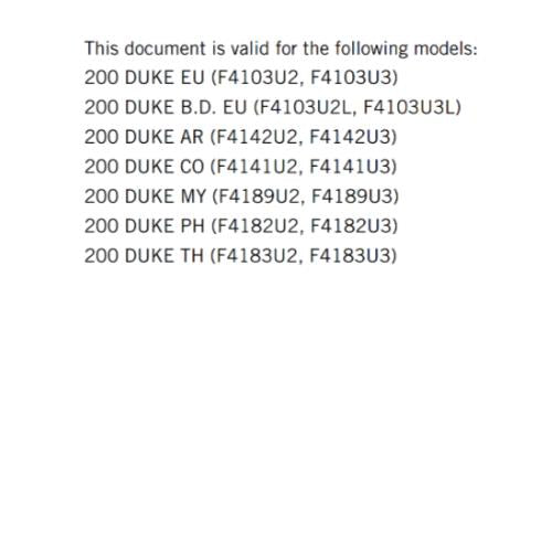 KTM 2021 - 200 DUKE - OWNERS MANUAL USER GUIDE