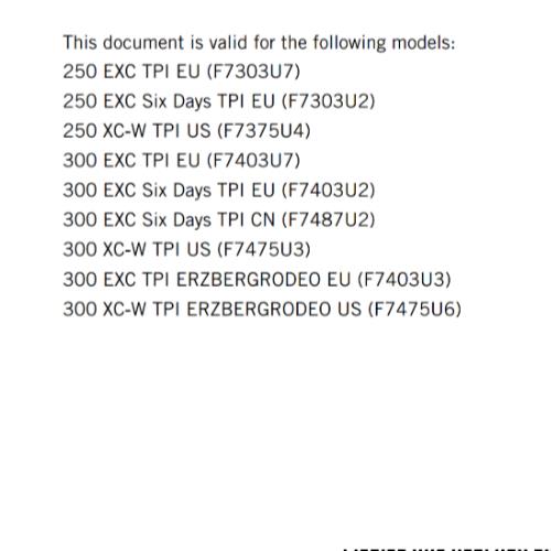 KTM 2021 - 250 300 EXC SIX DAYS XC-W TPI ERZBERGRODEO - OWNERS MANUAL USER GUIDE