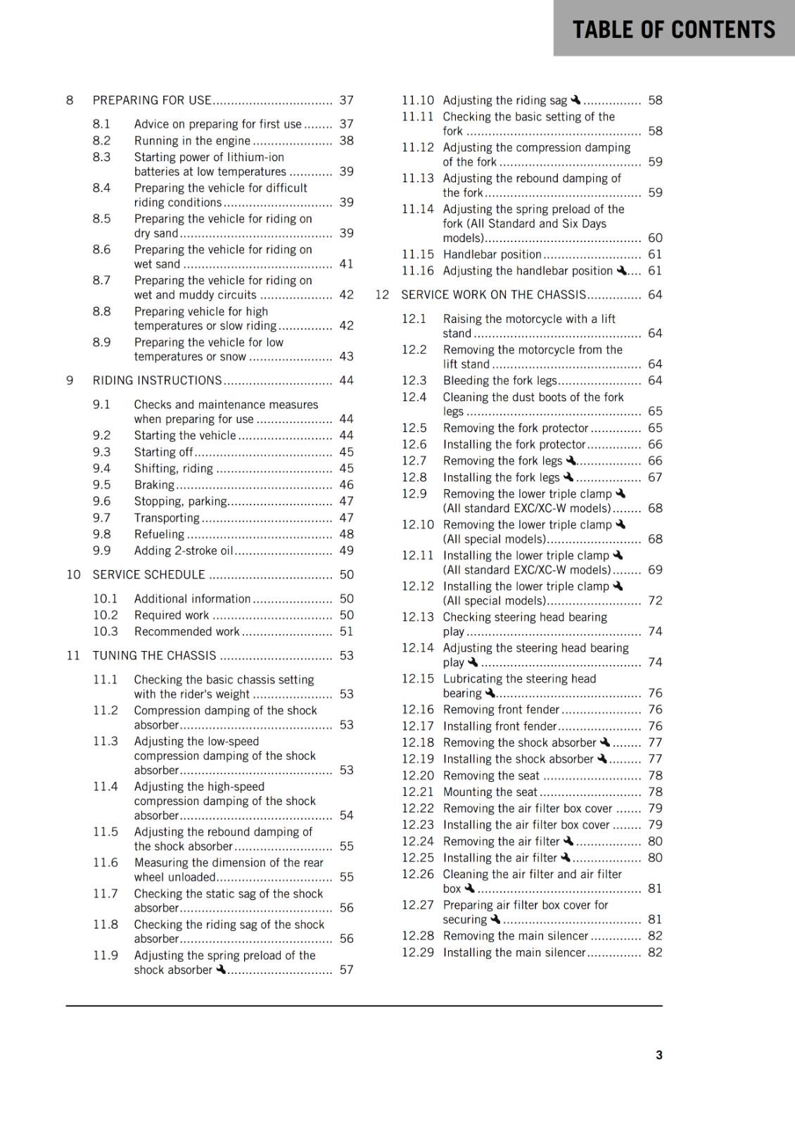 KTM 2021 - 250 300 EXC SIX DAYS XC-W TPI ERZBERGRODEO - OWNERS MANUAL USER GUIDE