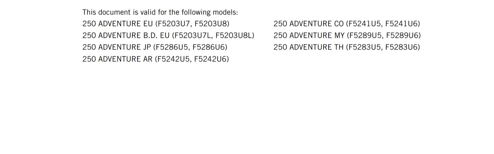 KTM 2021 - 250 ADVENTURE  - OWNERS MANUAL USER GUIDE