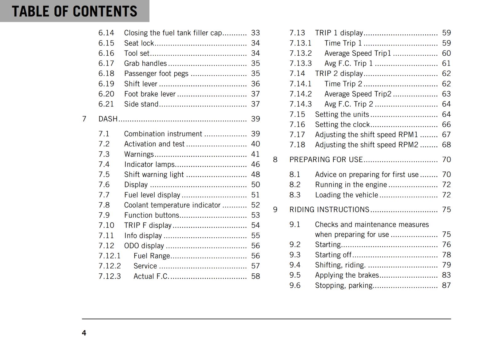 KTM 2021 - 250 DUKE  - OWNERS MANUAL USER GUIDE