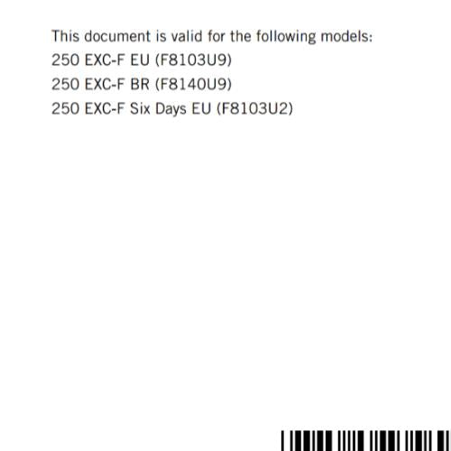 KTM 2021 - 250 EXC-F SIX DAYS  - OWNERS MANUAL USER GUIDE