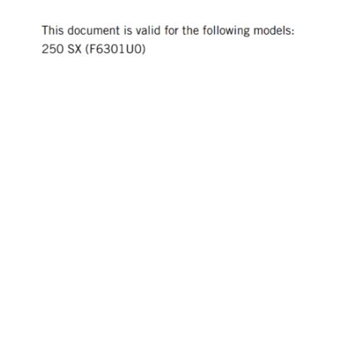 KTM 2021 - 250 SX  - OWNERS MANUAL USER GUIDE