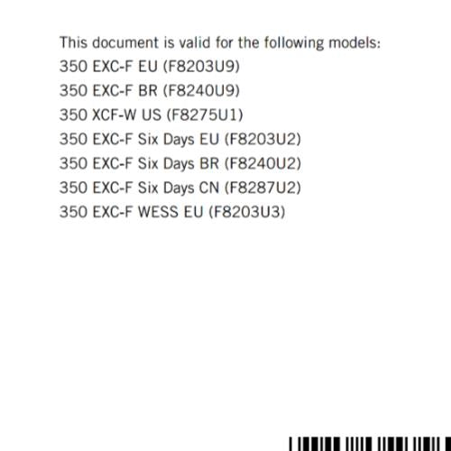 KTM 2021 - 350 XCF-W EXC-F SIX DAYS WESS  - OWNERS MANUAL USER GUIDE