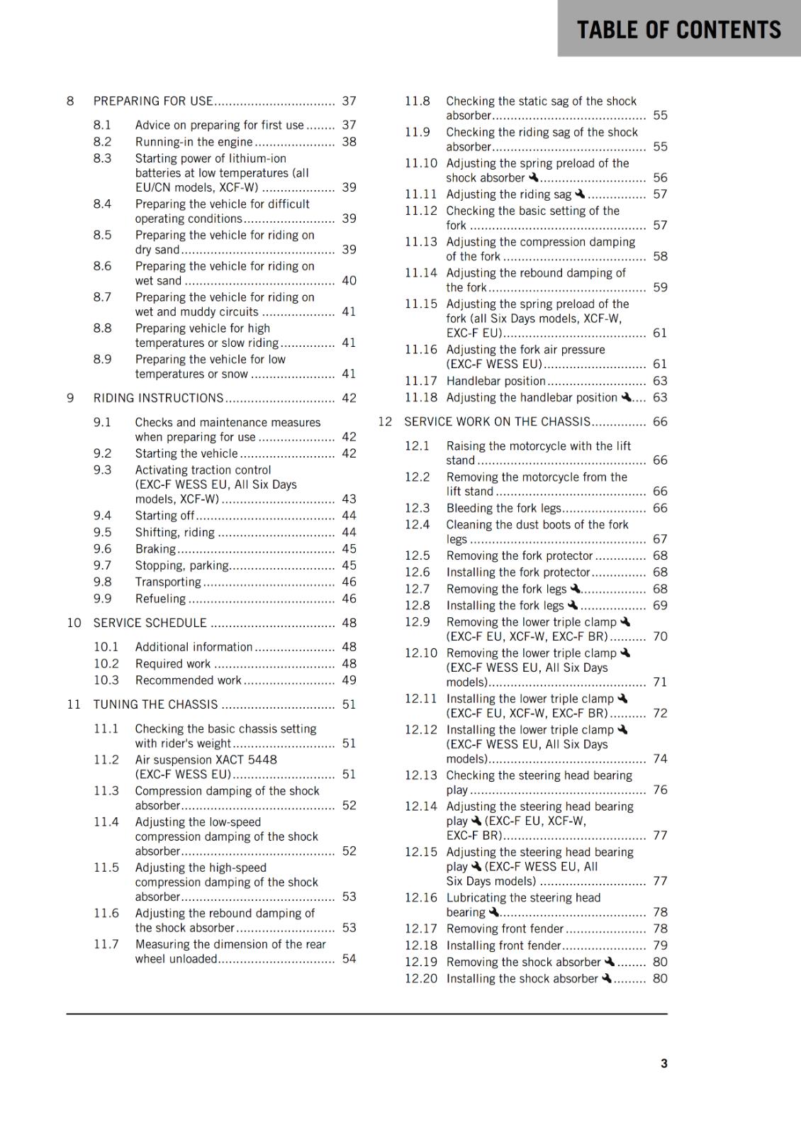 KTM 2021 - 350 XCF-W EXC-F SIX DAYS WESS  - OWNERS MANUAL USER GUIDE