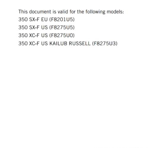 KTM 2021 - 350 SX-F XC-F KAILUB RUSSELL  - OWNERS MANUAL USER GUIDE