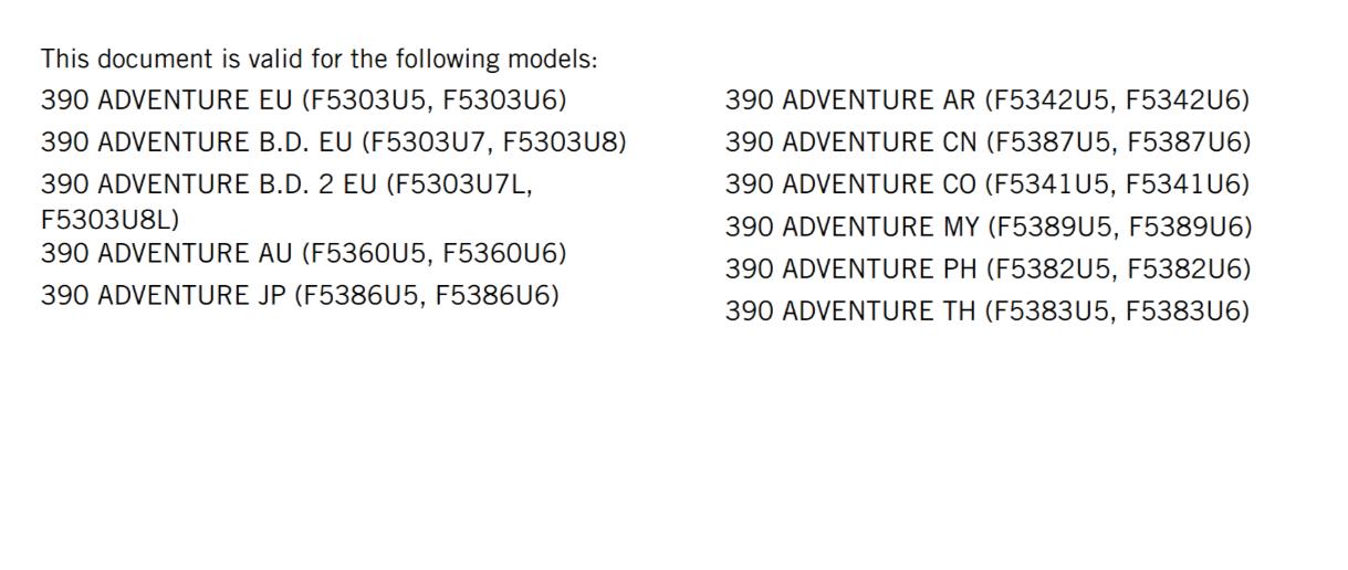 KTM 2021 - 390 ADVENTURE EU EDITION  - OWNERS MANUAL USER GUIDE