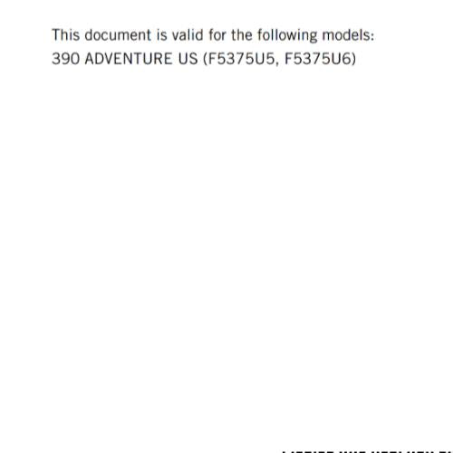 KTM 2021 - 390 ADVENTURE US EDITION  - OWNERS MANUAL USER GUIDE