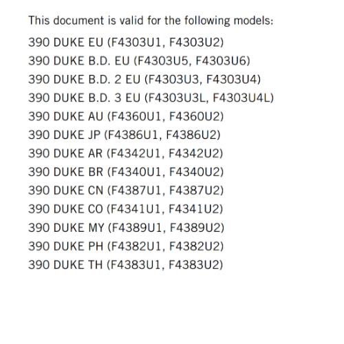 KTM 2021 - 390 DUKE EU EDITION  - OWNERS MANUAL USER GUIDE