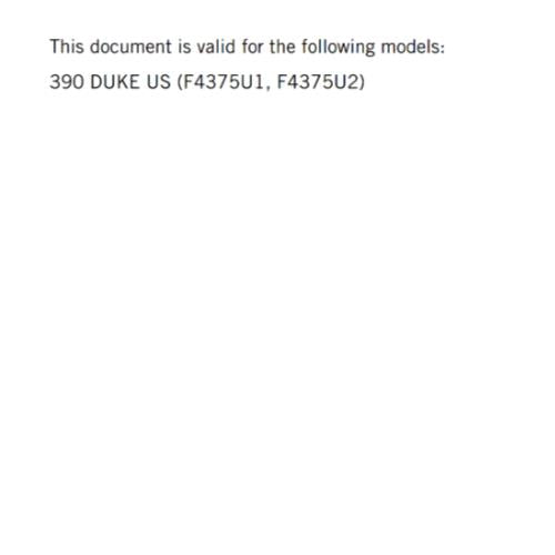 KTM 2021 - 390 DUKE US EDITION  - OWNERS MANUAL USER GUIDE