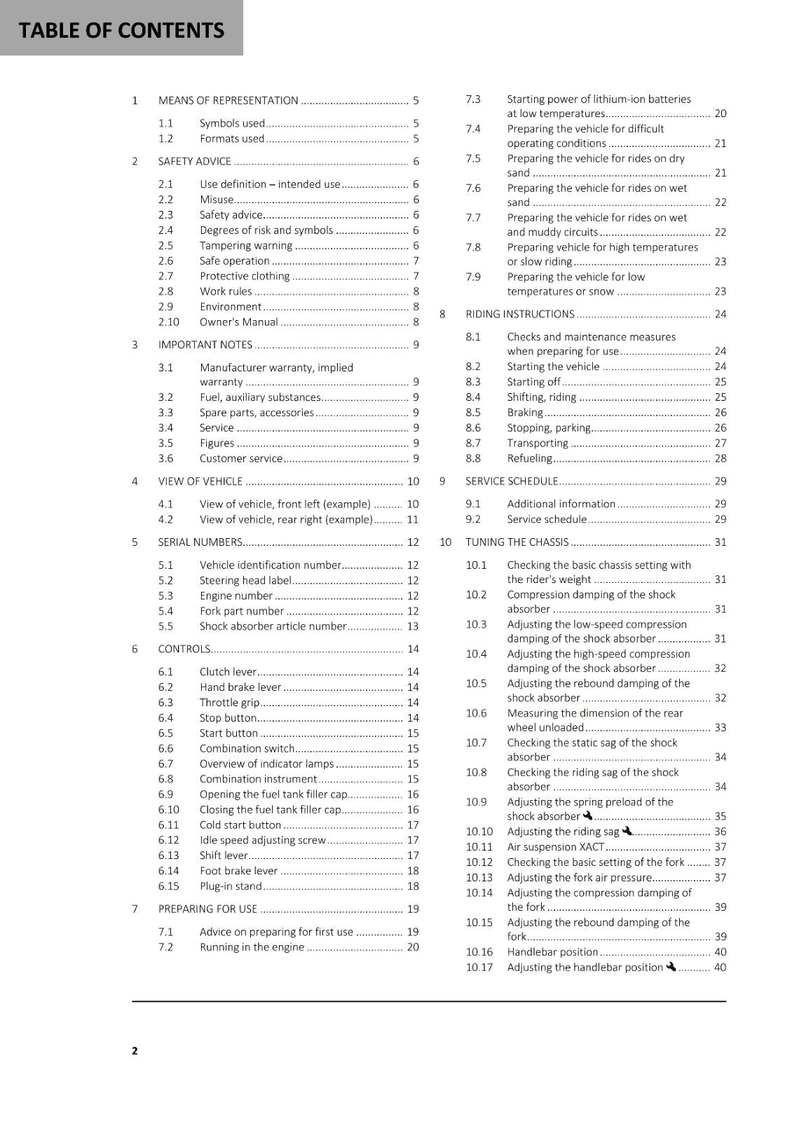 GASGAS 2024 OWNERS MANUAL - MC 125