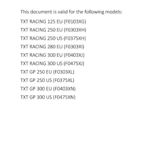 GASGAS 2024 OWNERS MANUAL - TXT RACING GP 125 250 280 300