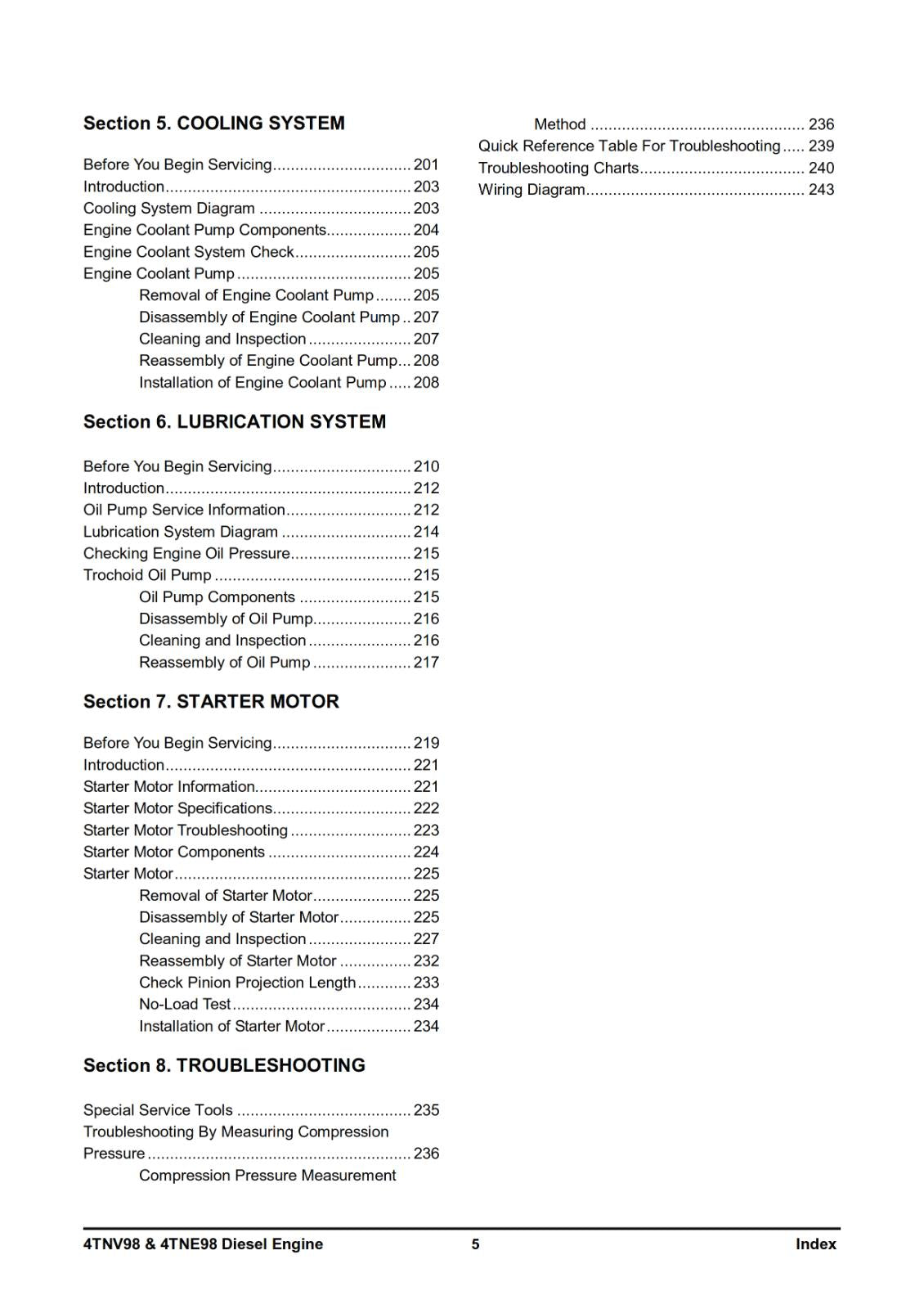 YANMAR 4TNV98 4TNE98 DIESEL ENGINES SERVICE WORKSHOP REPAIR - 2005 TO 2008