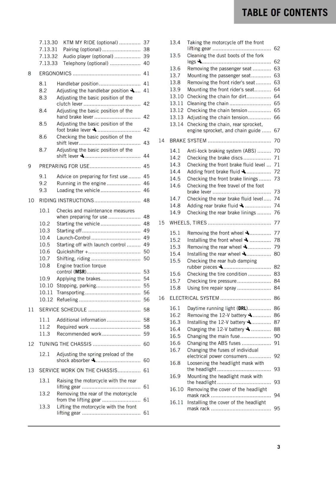 KTM 2021 - 790 DUKE - OWNERS MANUAL USER GUIDE
