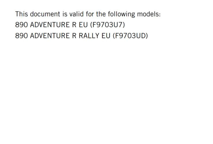 KTM 2021 - 890 ADVENTURE R RALLY - EU EDITION - OWNERS MANUAL USER GUIDE