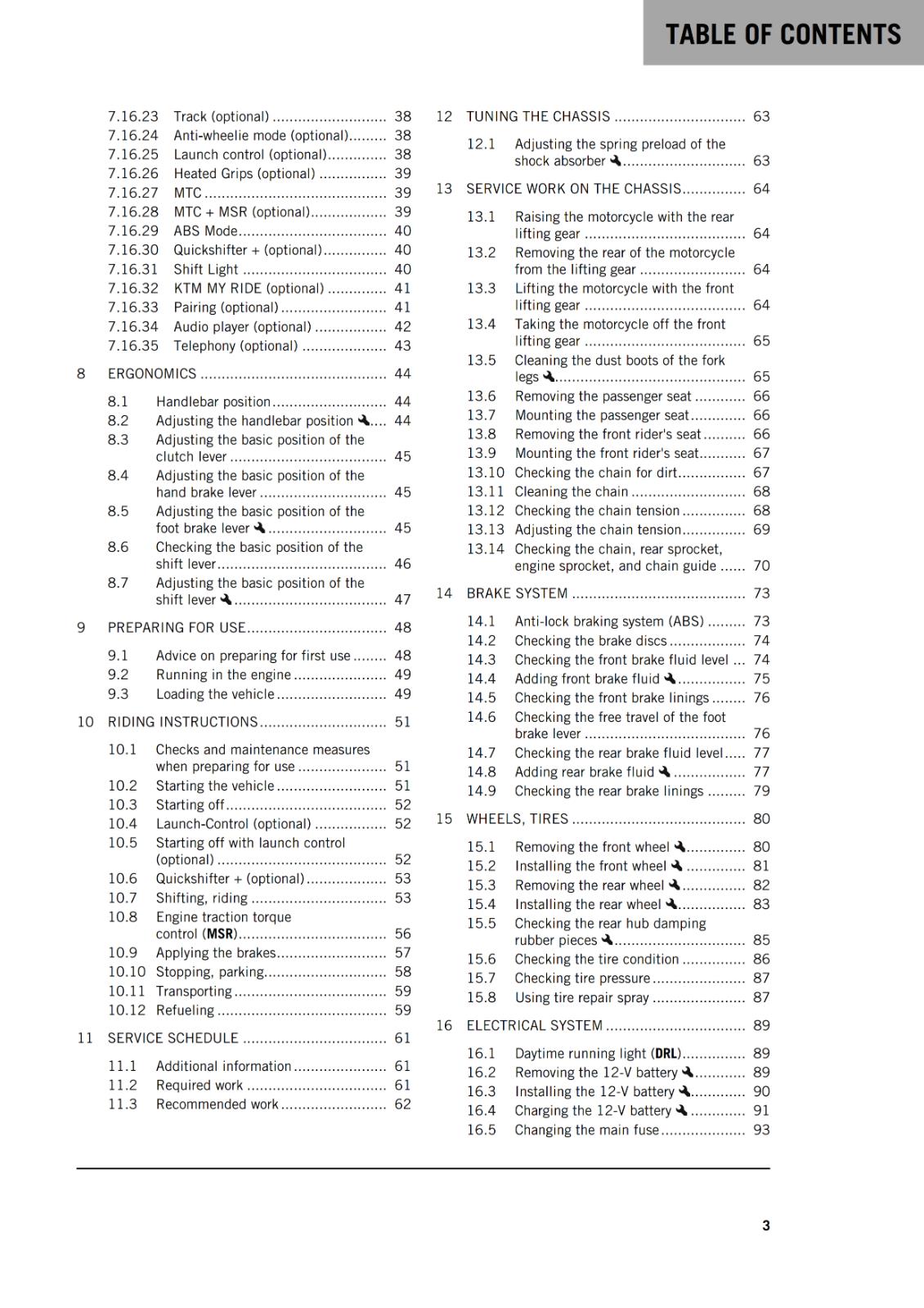 KTM 2021 - 890 DUKE L - OWNERS MANUAL USER GUIDE