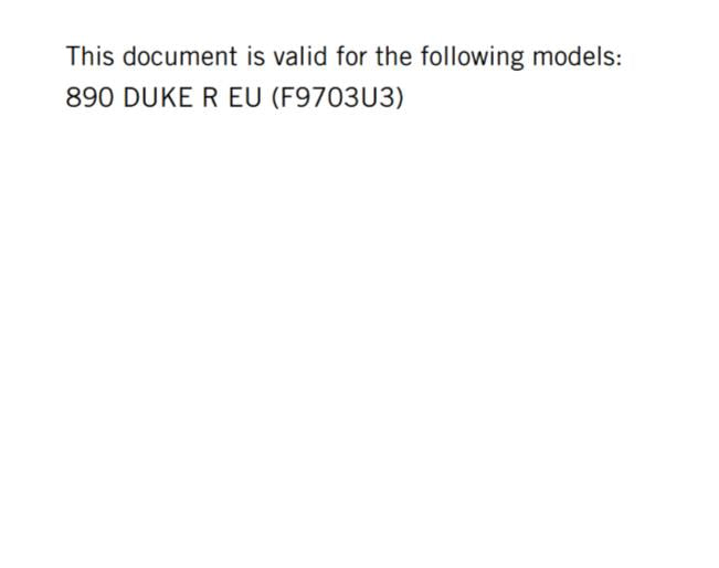 KTM 2021 - 890 DUKE R - EU EDITION - OWNERS MANUAL USER GUIDE