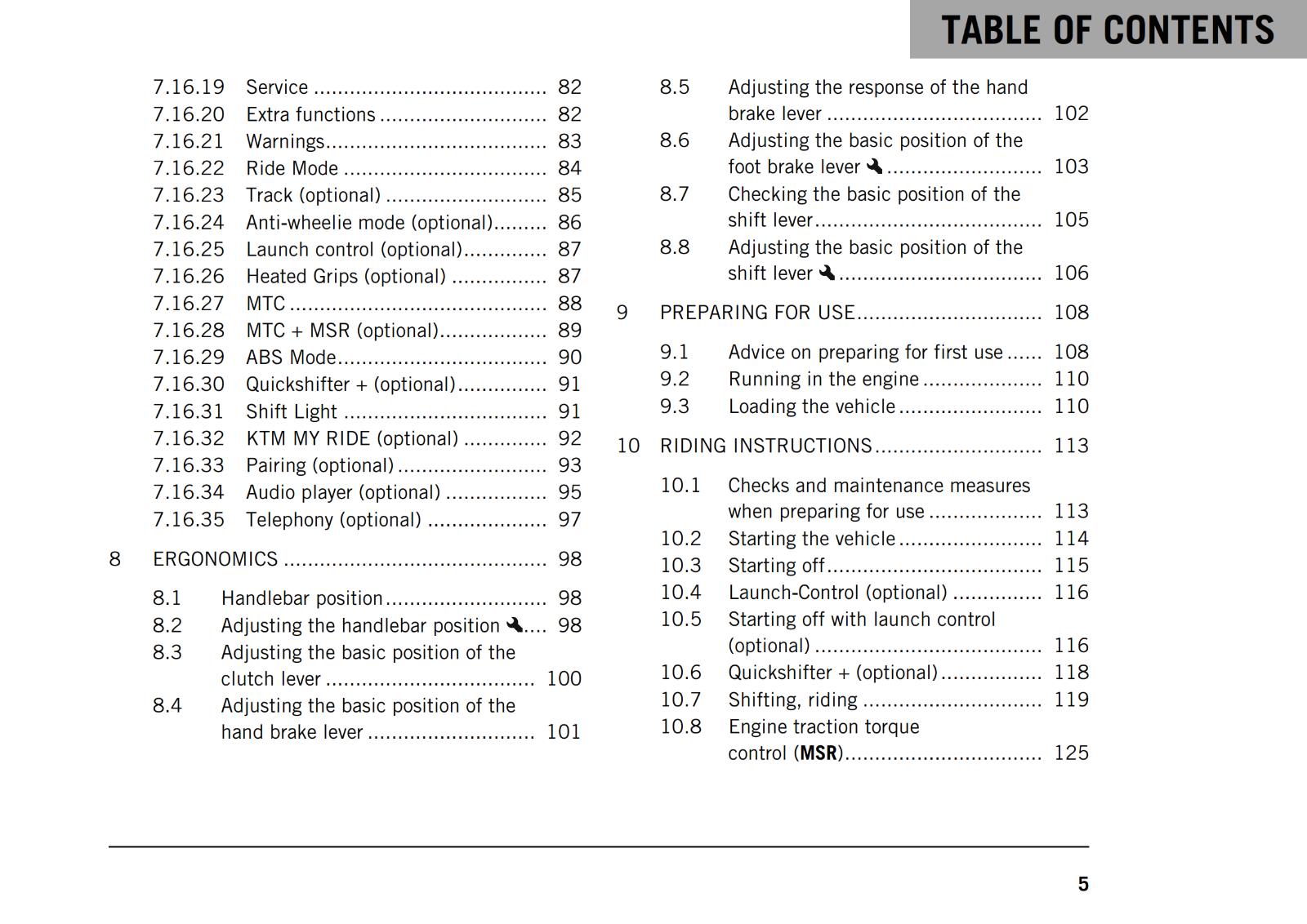 KTM 2021 - 890 DUKE R - EU EDITION - OWNERS MANUAL USER GUIDE