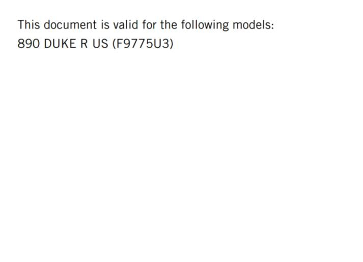 KTM 2021 - 890 DUKE R - US EDITION - OWNERS MANUAL USER GUIDE