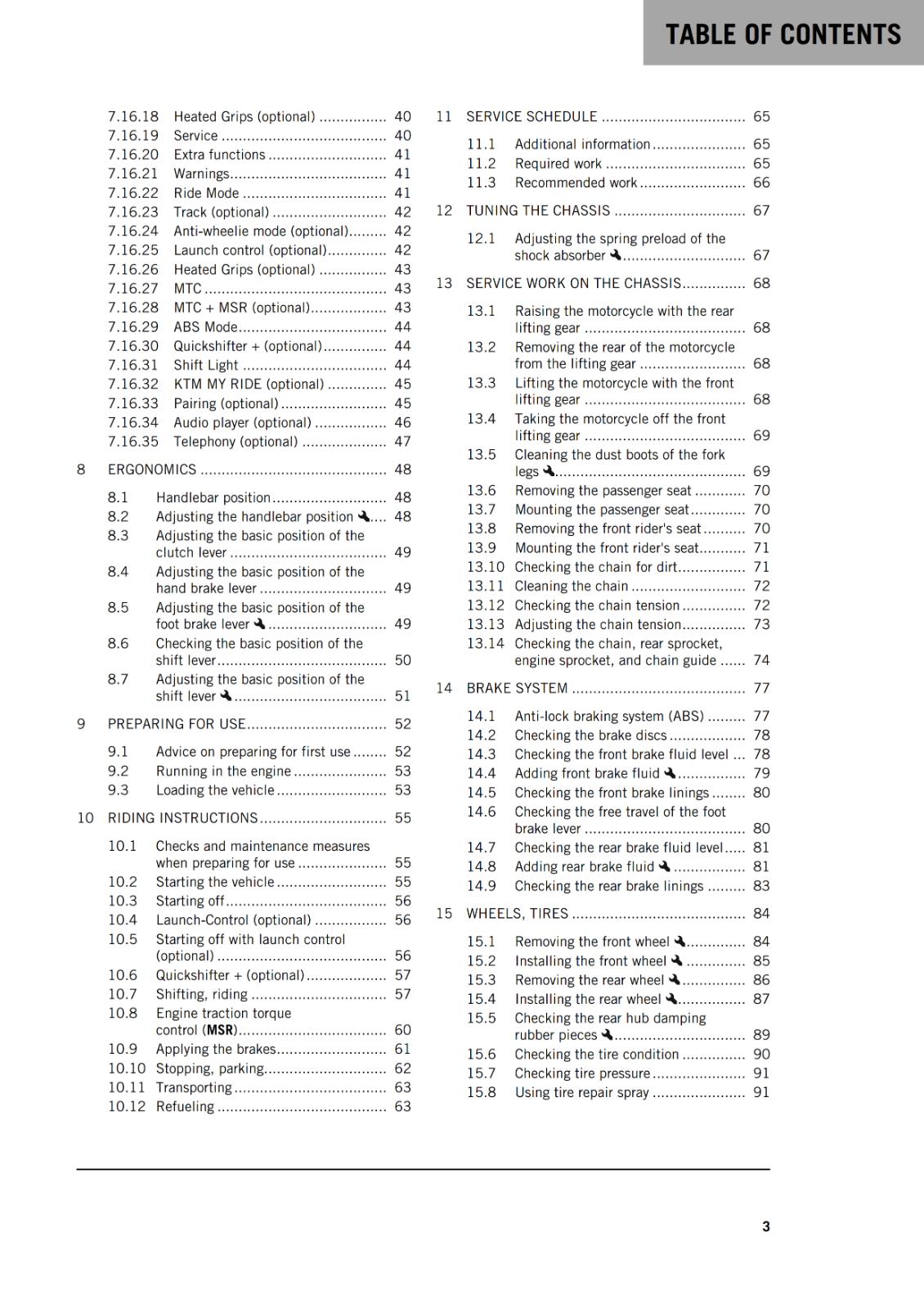 KTM 2021 - 890 DUKE - US EDITION - OWNERS MANUAL USER GUIDE
