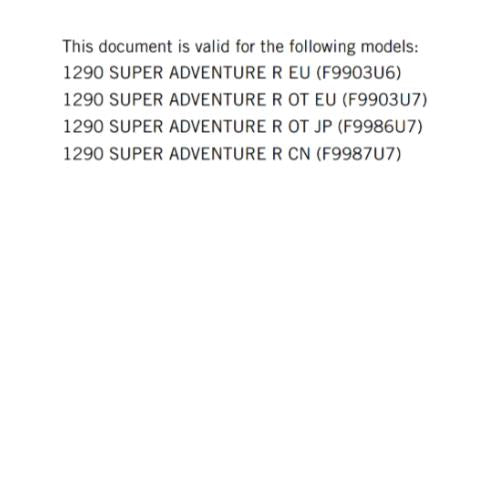 KTM 2021 - 1290 SUPER ADVENTURE R - OWNERS MANUAL USER GUIDE