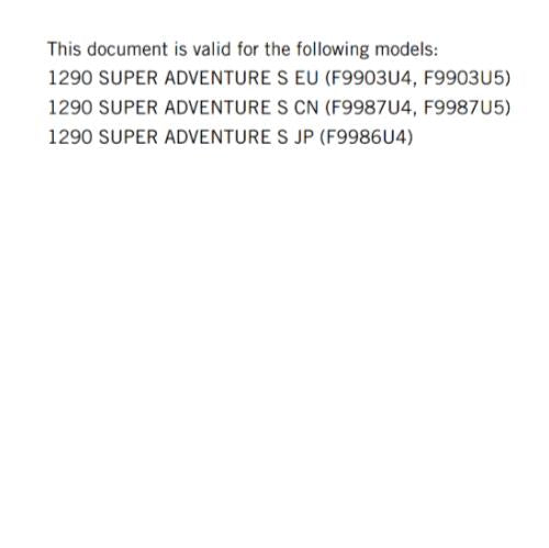 KTM 2021 - 1290 SUPER ADVENTURE S - OWNERS MANUAL USER GUIDE