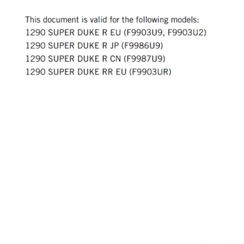 KTM 2021 - 1290 SUPER DUKE R RR - OWNERS MANUAL USER GUIDE