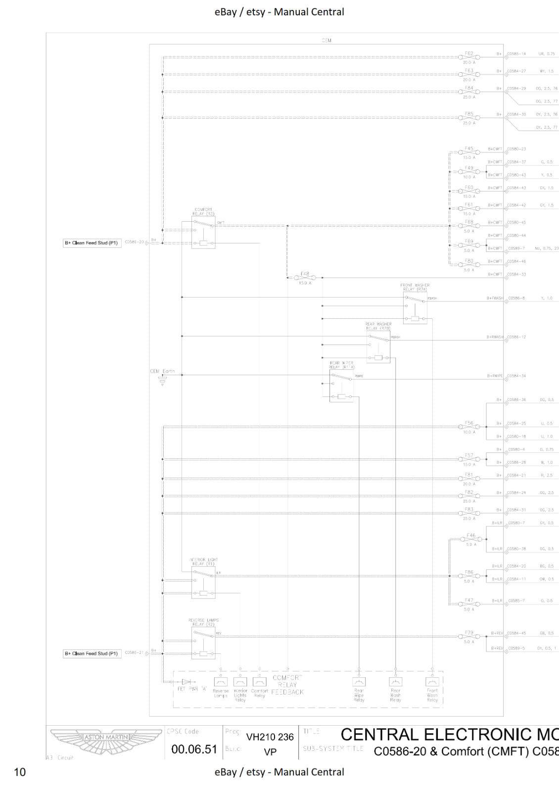 2010 - ASTON MARTIN V8 VANTAGE ELECTRICAL WIRING CIRCUIT DIAGRAMS MANUAL