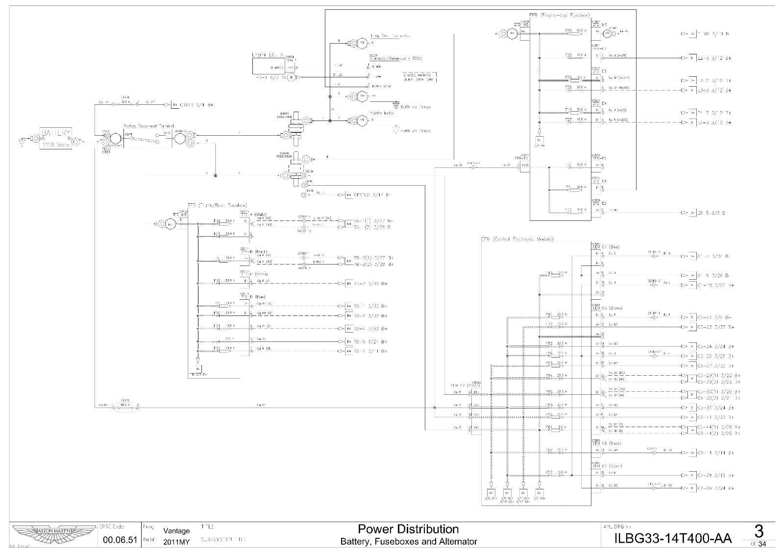 2011 - ASTON MARTIN V8 VANTAGE ELECTRICAL WIRING CIRCUIT DIAGRAMS MANUAL