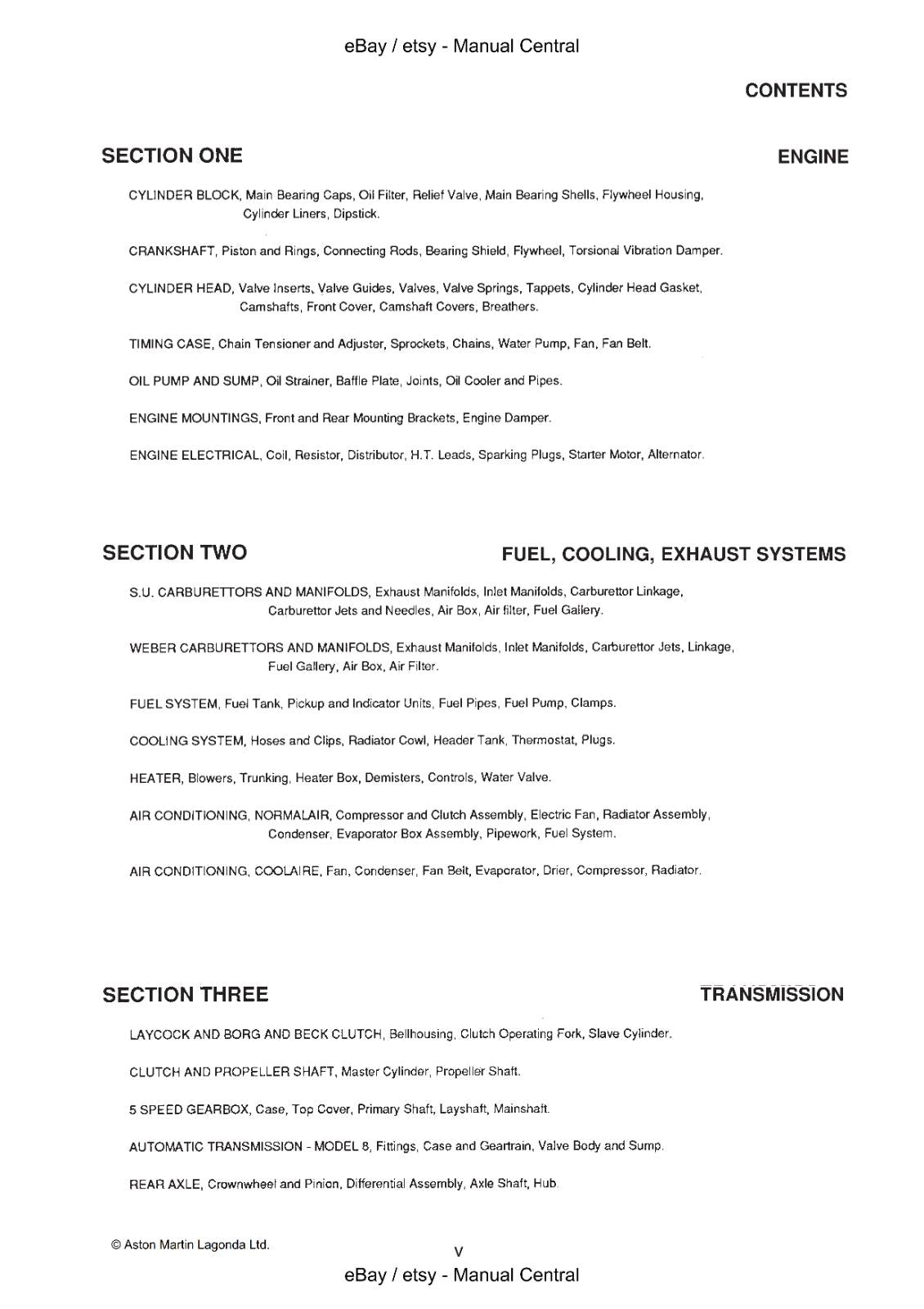 160 GSM - ASTON MARTIN DB6 - PARTS MANUAL CATALOGUE -
