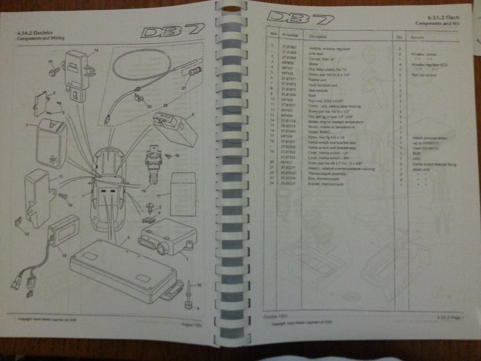 ASTON MARTIN DB7 94-97 (PRE AIRBAG) - WORKSHOP & PARTS MANUAL