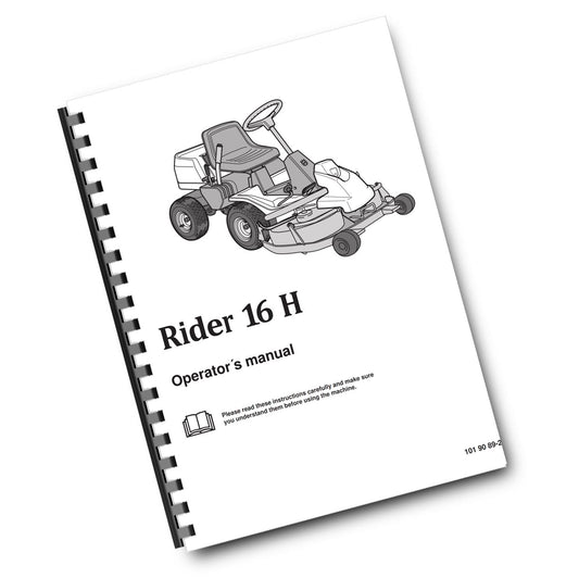 HUSQVARNA RIDE ON MOWER - RIDER 16 H - OPERATOR MANUAL REPRINTED
