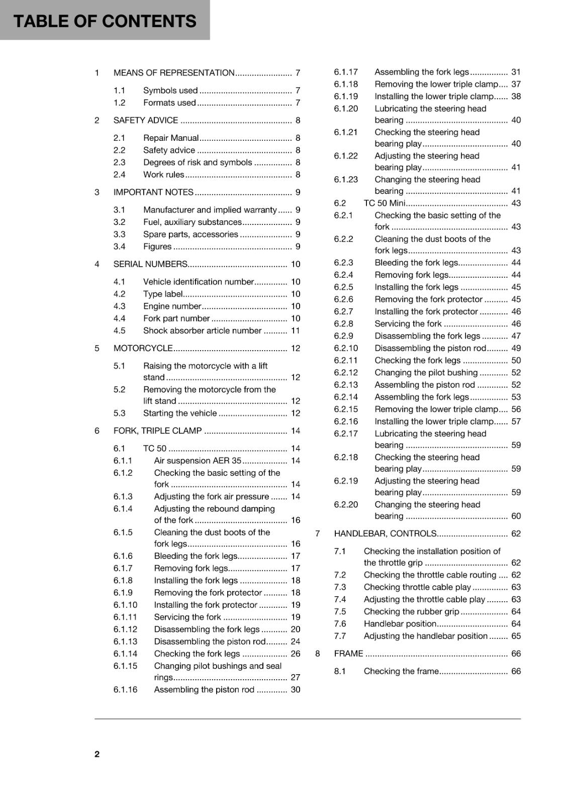 HUSQVARNA 2018 - TC 50 MINI - REPAIR WORKSHOP SERVICE MANUAL
