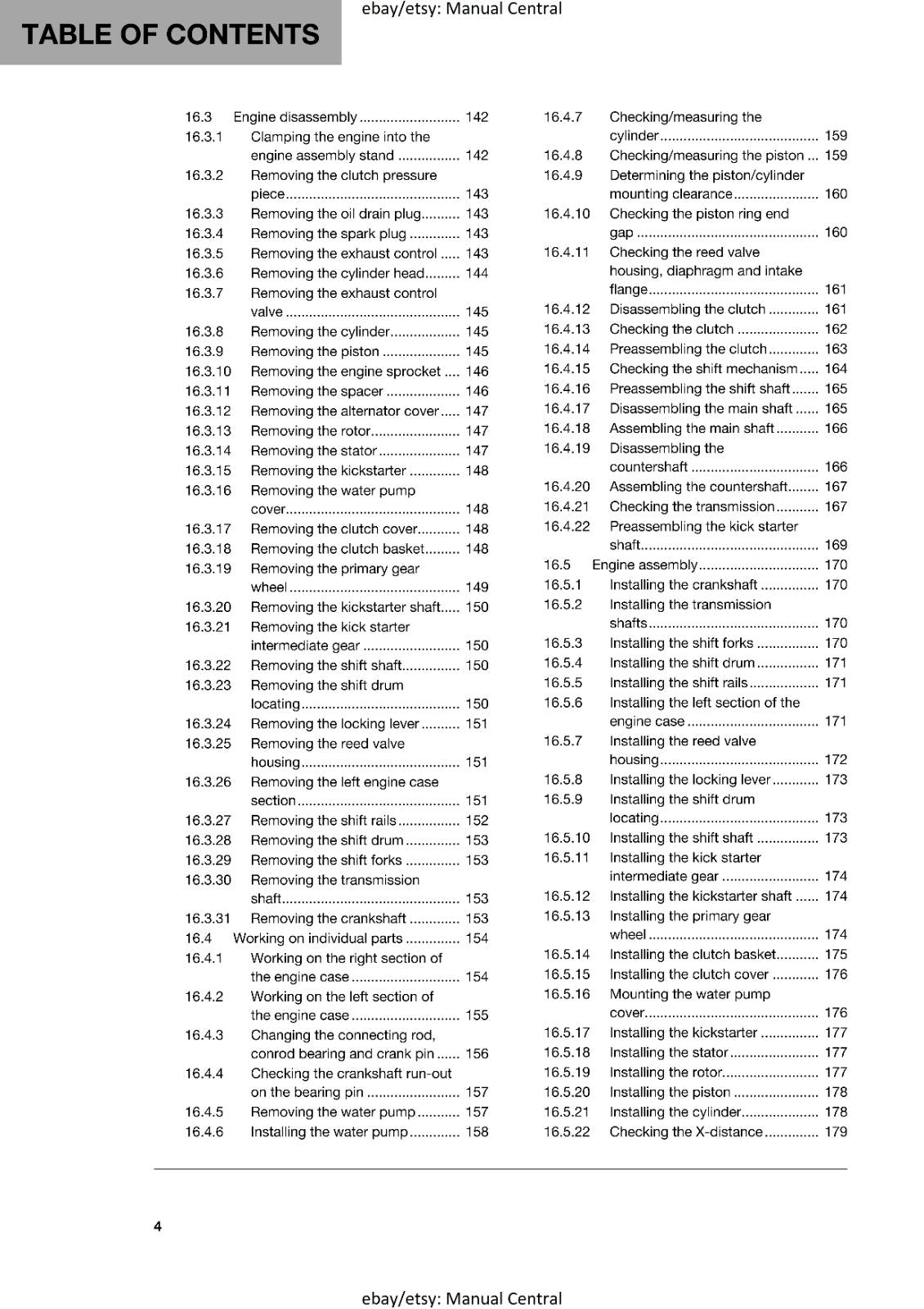 HUSQVARNA 2018 - TC 65 - REPAIR WORKSHOP SERVICE MANUAL