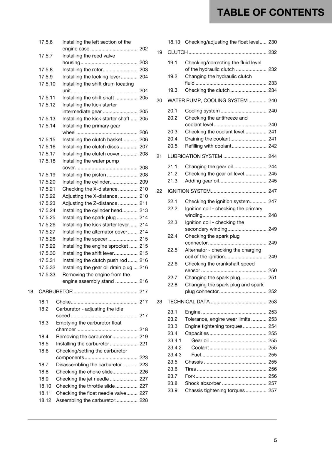 HUSQVARNA 2018 - TC 125 - REPAIR WORKSHOP SERVICE MANUAL