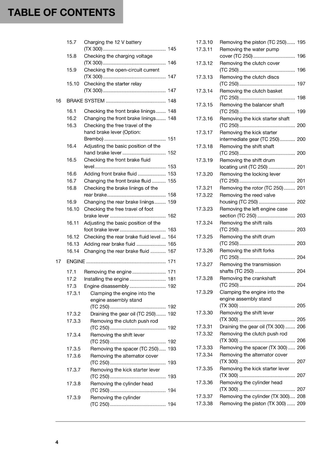 HUSQVARNA 2018 - TC 250 TX 300 - REPAIR WORKSHOP SERVICE MANUAL