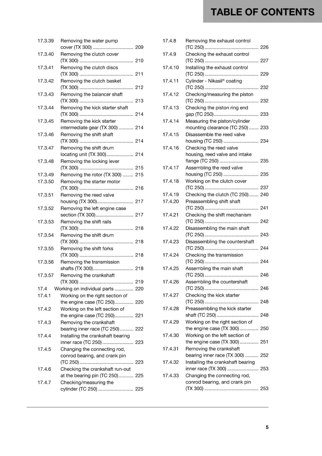 HUSQVARNA 2018 - TC 250 TX 300 - REPAIR WORKSHOP SERVICE MANUAL