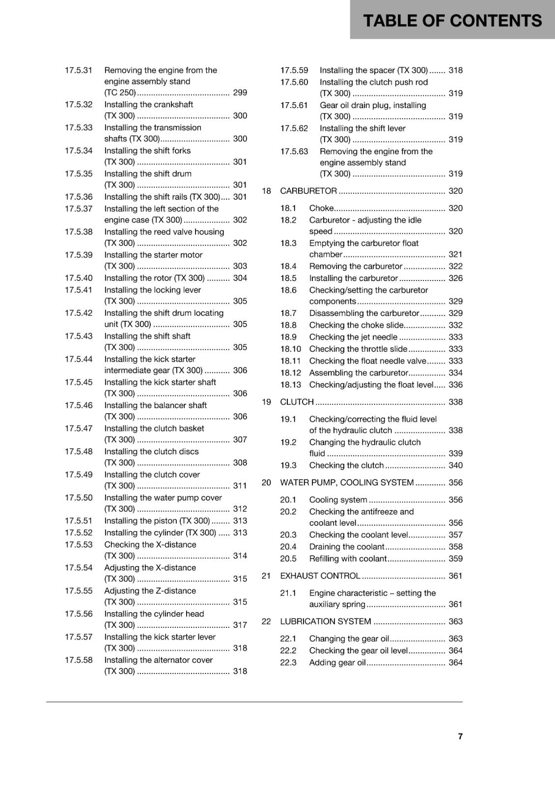 HUSQVARNA 2018 - TC 250 TX 300 - REPAIR WORKSHOP SERVICE MANUAL