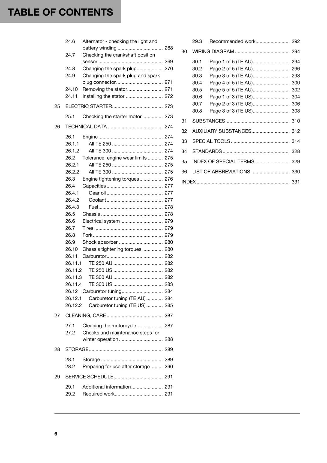 HUSQVARNA 2018 - TE 250 300 - REPAIR WORKSHOP SERVICE MANUAL