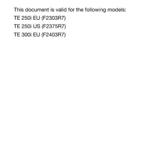 HUSQVARNA 2018 - TE 250i 300i - REPAIR WORKSHOP SERVICE MANUAL