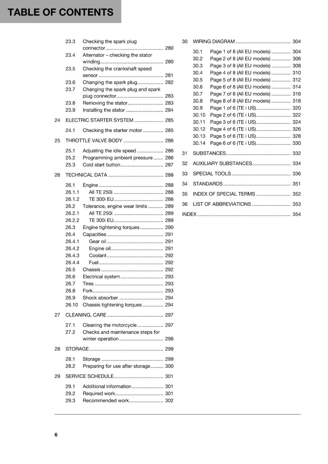 HUSQVARNA 2018 - TE 250i 300i - REPAIR WORKSHOP SERVICE MANUAL