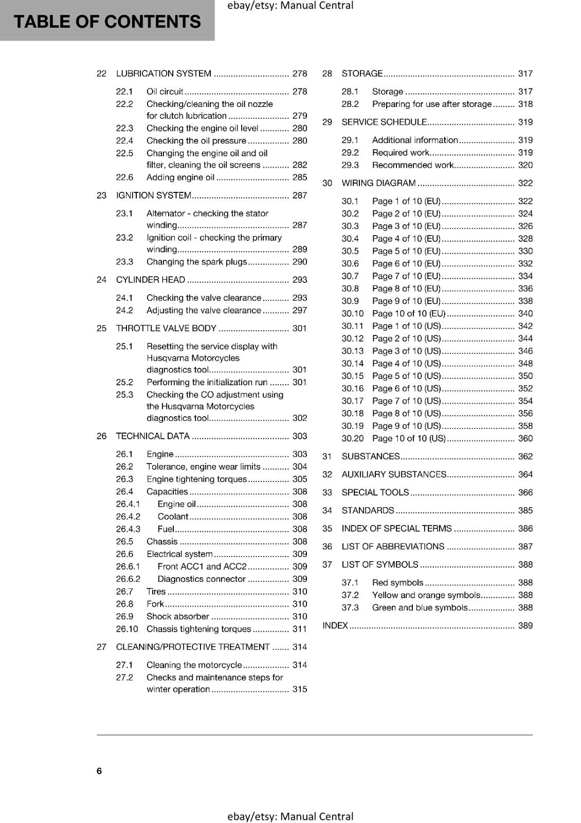 HUSQVARNA 2018 - VITPILEN 701 - REPAIR WORKSHOP SERVICE MANUAL