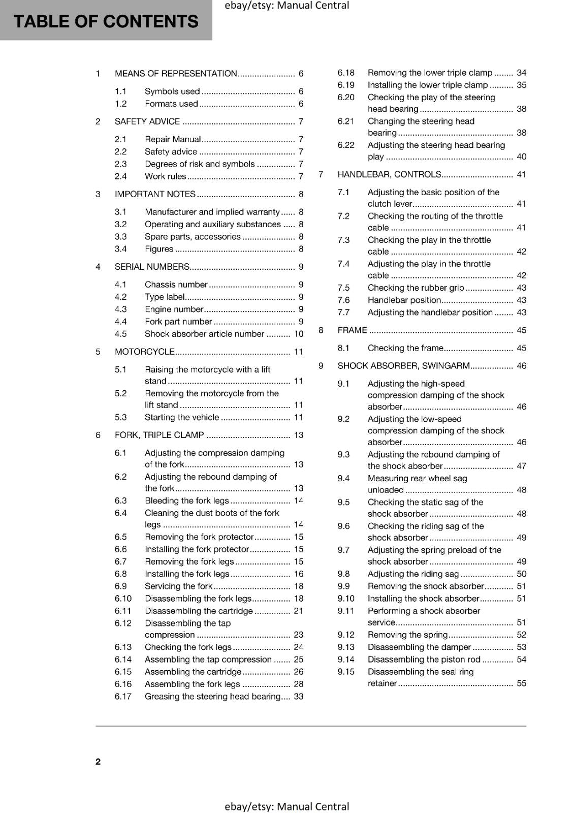 HUSQVARNA 2017 - TC 85 19/16 17/14 - WORKSHOP SERVICE MANUAL REPRINTED