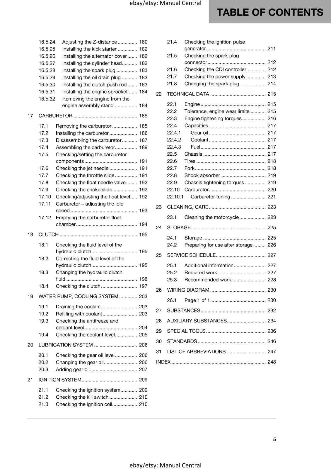 HUSQVARNA 2017 - TC 85 19/16 17/14 - WORKSHOP SERVICE MANUAL REPRINTED