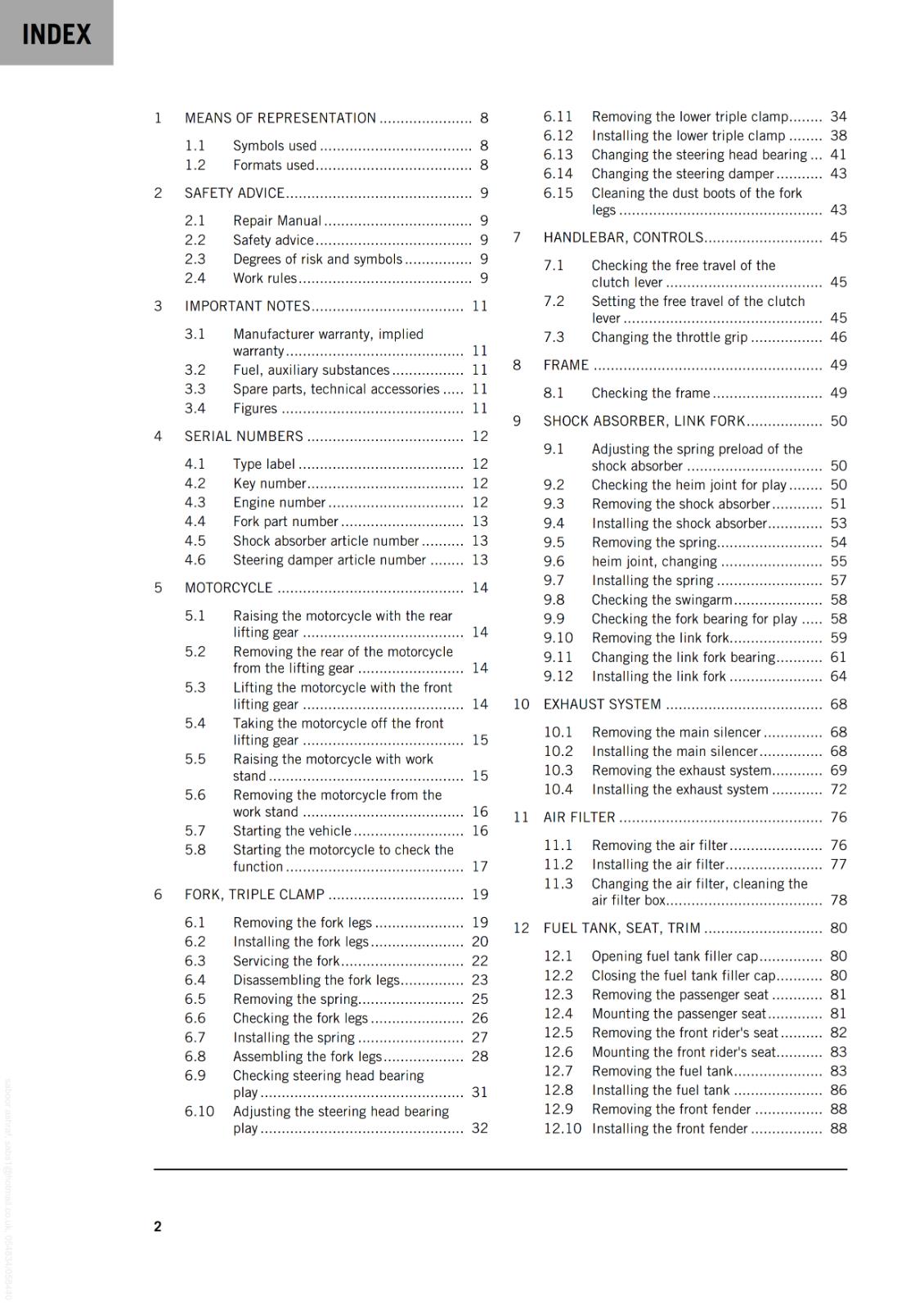 KTM 2024 - 990 DUKE - WORKSHOP SERVICE REPAIR MANUAL COMB BOUND