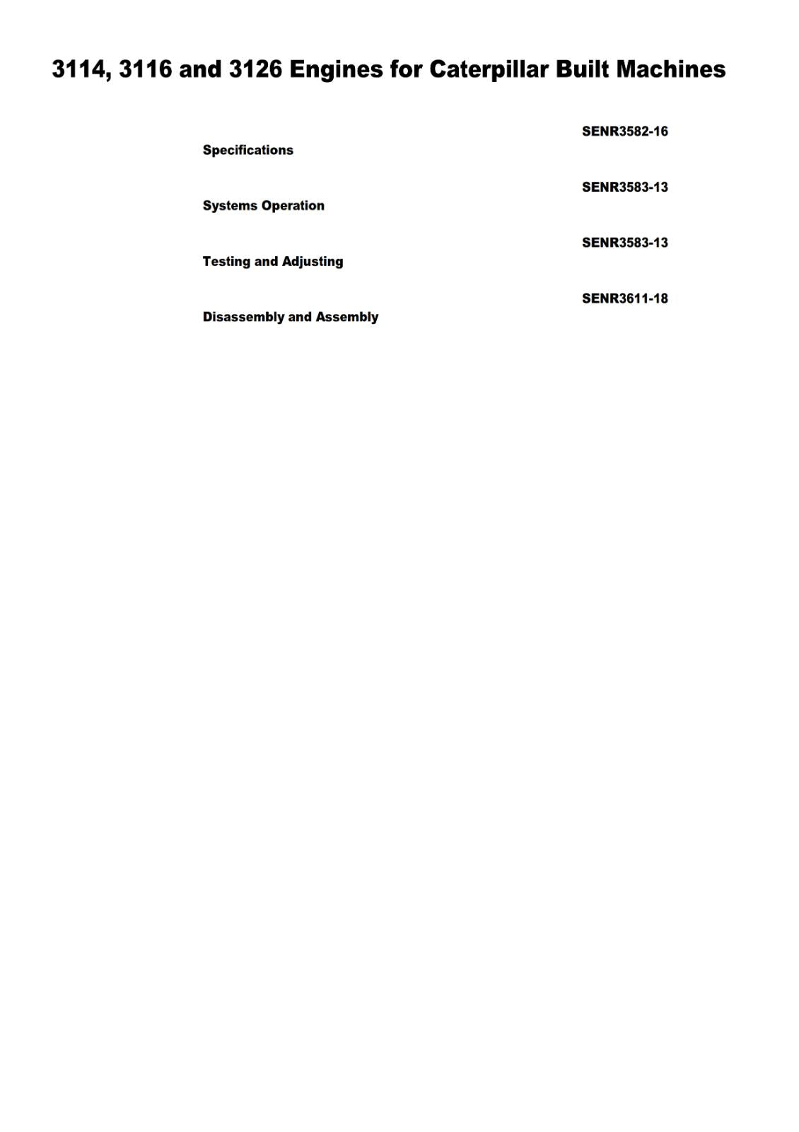 CATERPILLAR 3114 3116 3126 ENGINES - WORKSHOP SERVICE REPAIR MANUAL